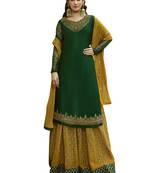 Green embroidered satin salwar