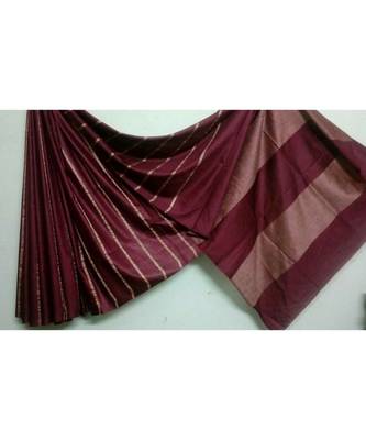 Brown  Hand Woven Poly Silk Handloom Sarees 1