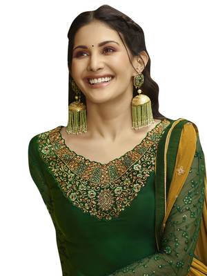 Green embroidered satin salwar 2