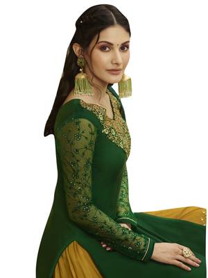 Green embroidered satin salwar 3