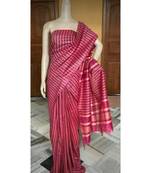Pink Hand Woven Poly Silk Handloom Sarees