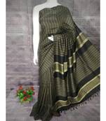 Black Hand Woven Poly Silk Handloom Sarees