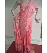 Peach Hand Woven Poly Silk Handloom Sarees