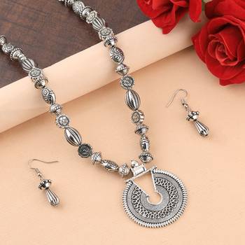 Oxidised Designer Pandent Set Stylish Mala For Women Girl 1