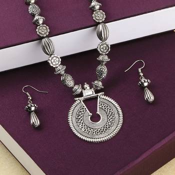 Oxidised Designer Pandent Set Stylish Mala For Women Girl 2