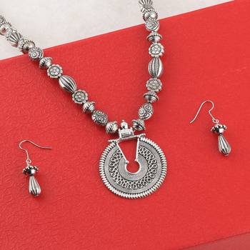 Oxidised Designer Pandent Set Stylish Mala For Women Girl 3