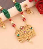 Party Wear Gold Plated Pearl Mala Pandent Set For Women Girl