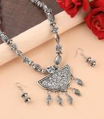 Silver Oxidised Exclusive Pandent Mala Set For Women Girl