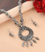 Elegant Oxidised Pendant Designer Mala Set Jewellery For Women Girl