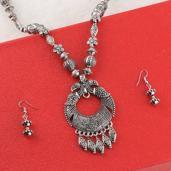 Elegant Oxidised Pendant Designer Mala Set Jewellery For Women Girl 3
