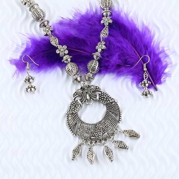 Elegant Oxidised Pendant Designer Mala Set Jewellery For Women Girl 4