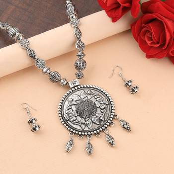 Amazing Oxidised Pendant Designer Mala Set Jewellery For Women Girl 1