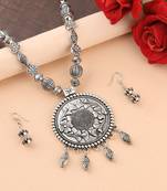 Amazing Oxidised Pendant Designer Mala Set Jewellery For Women Girl