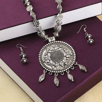 Amazing Oxidised Pendant Designer Mala Set Jewellery For Women Girl 2
