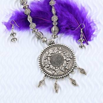 Amazing Oxidised Pendant Designer Mala Set Jewellery For Women Girl 4