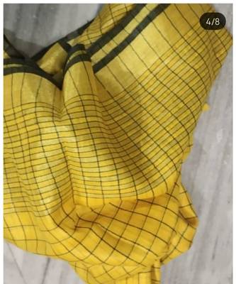 Yellow Woven Linen Handloom Saree With Blouses 1