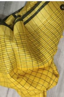 Yellow Woven Linen Handloom Saree With Blouses