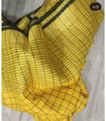 Yellow Woven Linen Handloom Saree With Blouses