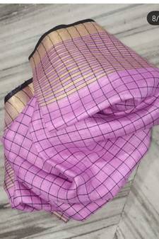 Purple Woven Linen Handloom Saree With Blouses