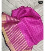 Pink Woven Linen Handloom Saree With Blouses