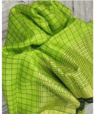 Green Woven Linen Handloom Saree With Blouses 1