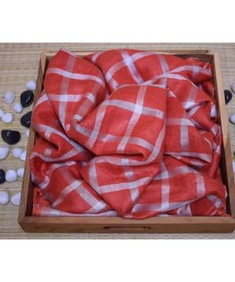 Red Woven Linen Handloom Saree With Blouses 1