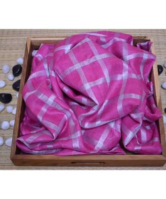 Pink Woven Linen Handloom Saree With Blouses 1