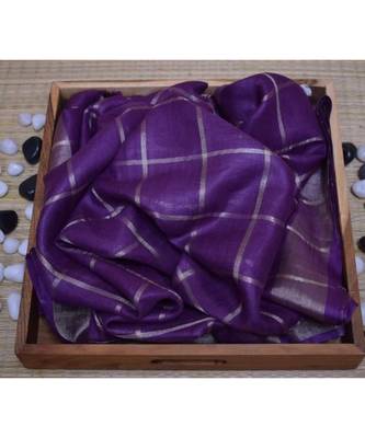 Purple Woven Linen Handloom Saree With Blouses 1