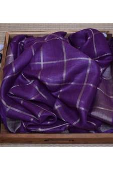 Purple Woven Linen Handloom Saree With Blouses