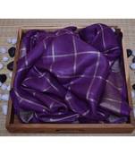 Purple Woven Linen Handloom Saree With Blouses