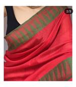 Red Hand Woven Poly Silk Handloom Sarees