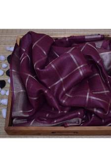 Maroon Woven Linen Handloom Saree With Blouses