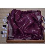 Maroon Woven Linen Handloom Saree With Blouses
