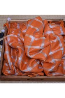 Orange Woven Linen Handloom Saree With Blouses