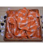 Orange Woven Linen Handloom Saree With Blouses