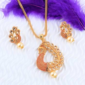 Party Wear Gold Plated Peacock Designer Pandent For Women Girl 4