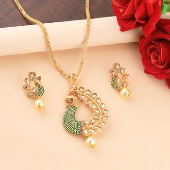 Charm Party Wear Gold Plated Peacock Designer Pandent For Women Girl 1