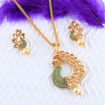 Charm Party Wear Gold Plated Peacock Designer Pandent For Women Girl 4
