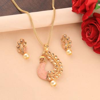 Attractive Stylish  Gold Plated Peacock Designer Pandent For Women Girl 1