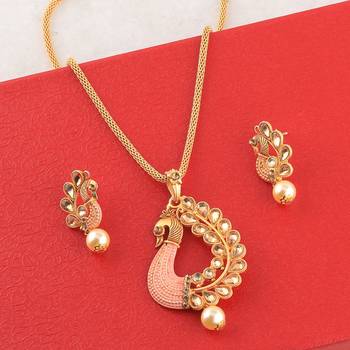 Attractive Stylish  Gold Plated Peacock Designer Pandent For Women Girl 3