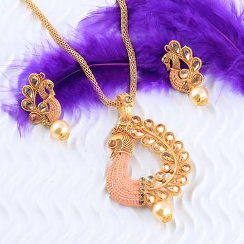 Attractive Stylish  Gold Plated Peacock Designer Pandent For Women Girl 4