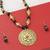 Stylish Designer Mala  Adjustable Gold Oxidised Big Pendant Black Pearl Set For Women Girl