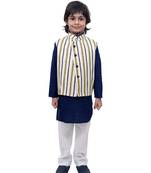 Blue Plain Cotton Knitted Boys Kurta Pyjama