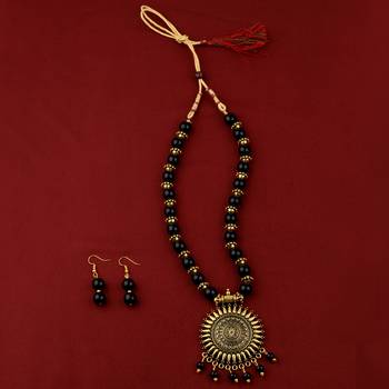 Amazing  Adjustable Oxidised Pendant Designer Mala Set Jewellery For Women Girl 1