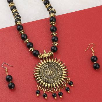 Amazing  Adjustable Oxidised Pendant Designer Mala Set Jewellery For Women Girl 2