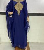 navy blue georgette ramadan with zari and stone work kaftan