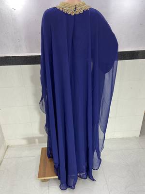 navy blue georgette ramadan with zari and stone work kaftan 4