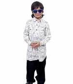 White Plain Cotton Knitted Boys Kurta Pyjama