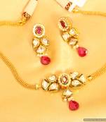 Beautiful Kundan Meenakari Ruby Elegant Chik Pendant Set