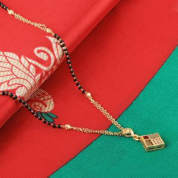 Gold Plated Designer Square Pandent Mangalsutra For Women 2